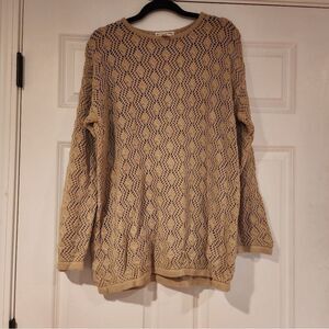 Regina Porter tan heavyweight crochet sweater S